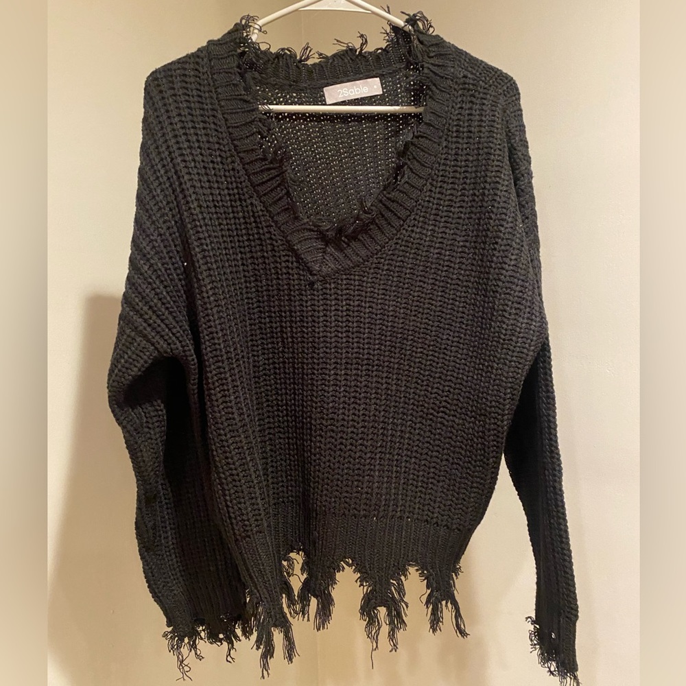 Black Distressed Sweater Never Worn!